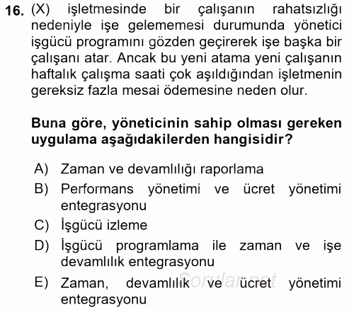 İşletme Bilgi Sistemleri 2017 - 2018 Dönem Sonu Sınavı 16.Soru