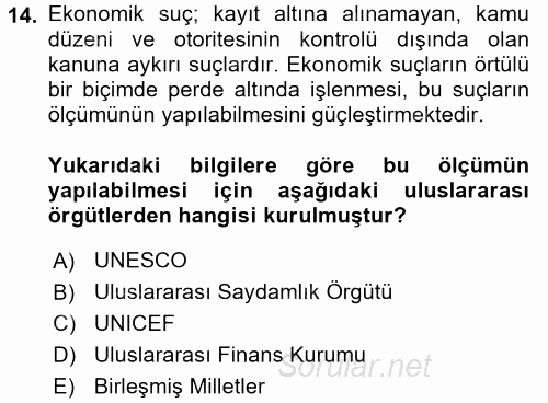 Kriminoloji 2017 - 2018 Dönem Sonu Sınavı 14.Soru