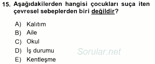 Kriminoloji 2017 - 2018 Dönem Sonu Sınavı 15.Soru