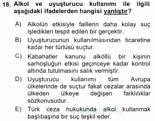 Kriminoloji 2017 - 2018 Dönem Sonu Sınavı 18.Soru