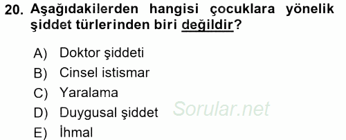 Kriminoloji 2017 - 2018 Dönem Sonu Sınavı 20.Soru