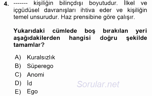 Kriminoloji 2017 - 2018 Dönem Sonu Sınavı 4.Soru