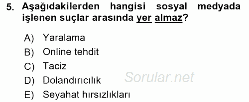 Kriminoloji 2017 - 2018 Dönem Sonu Sınavı 5.Soru