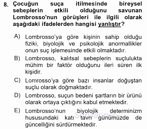 Kriminoloji 2017 - 2018 Dönem Sonu Sınavı 8.Soru