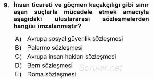 Kriminoloji 2017 - 2018 Dönem Sonu Sınavı 9.Soru