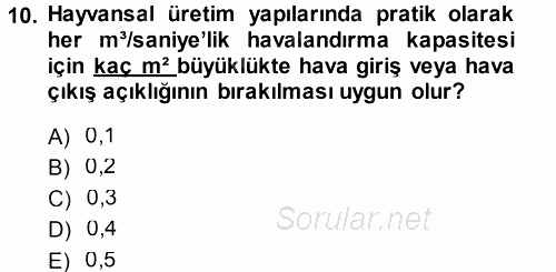 Tarımsal Yapılar ve Sulama 2014 - 2015 Ara Sınavı 10.Soru