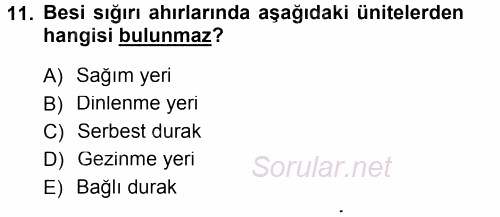 Tarımsal Yapılar ve Sulama 2014 - 2015 Ara Sınavı 11.Soru
