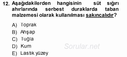 Tarımsal Yapılar ve Sulama 2014 - 2015 Ara Sınavı 12.Soru