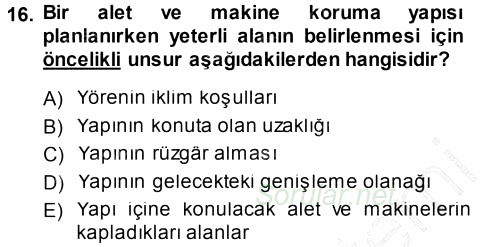 Tarımsal Yapılar ve Sulama 2014 - 2015 Ara Sınavı 16.Soru