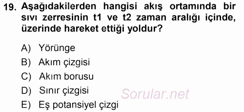 Tarımsal Yapılar ve Sulama 2014 - 2015 Ara Sınavı 19.Soru