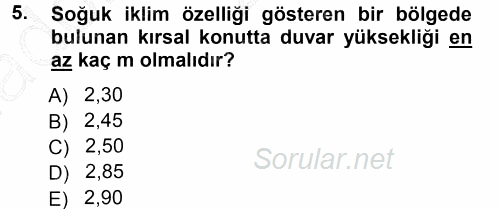 Tarımsal Yapılar ve Sulama 2014 - 2015 Ara Sınavı 5.Soru