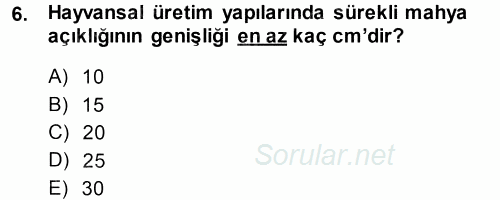 Tarımsal Yapılar ve Sulama 2014 - 2015 Ara Sınavı 6.Soru