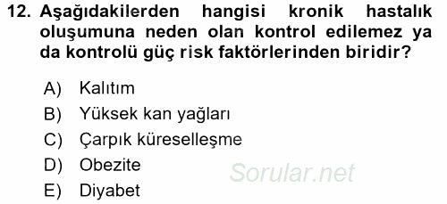 Temel Sağlık Ve Hastalık Bilgisi 2015 - 2016 Dönem Sonu Sınavı 12.Soru