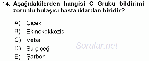 Temel Sağlık Ve Hastalık Bilgisi 2015 - 2016 Dönem Sonu Sınavı 14.Soru