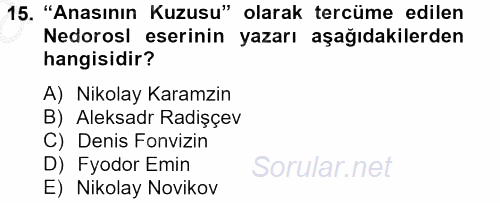 Rusya Tarihi 2013 - 2014 Ara Sınavı 15.Soru