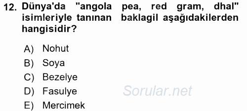 Gıda Coğrafyası 2017 - 2018 Ara Sınavı 12.Soru