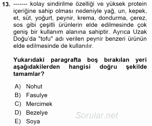 Gıda Coğrafyası 2017 - 2018 Ara Sınavı 13.Soru