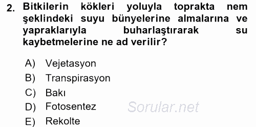 Gıda Coğrafyası 2017 - 2018 Ara Sınavı 2.Soru