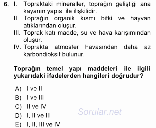 Gıda Coğrafyası 2017 - 2018 Ara Sınavı 6.Soru