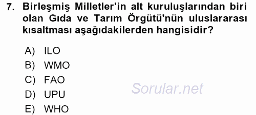 Gıda Coğrafyası 2017 - 2018 Ara Sınavı 7.Soru