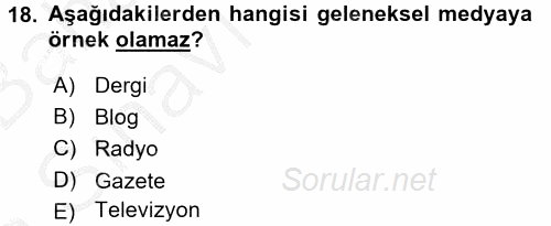 Halkla İlişkiler Yazarlığı 2016 - 2017 Ara Sınavı 18.Soru