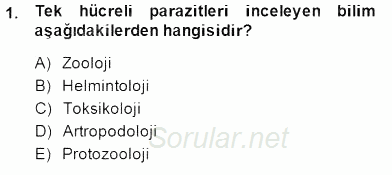 Temel Veteriner Parazitoloji 2014 - 2015 Dönem Sonu Sınavı 1.Soru