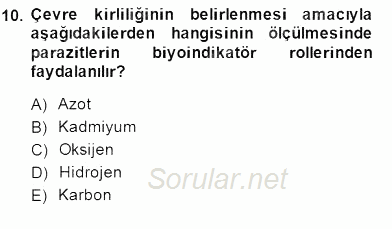 Temel Veteriner Parazitoloji 2014 - 2015 Dönem Sonu Sınavı 10.Soru