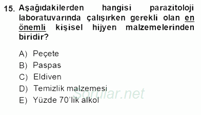 Temel Veteriner Parazitoloji 2014 - 2015 Dönem Sonu Sınavı 15.Soru