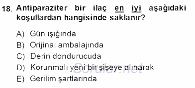 Temel Veteriner Parazitoloji 2014 - 2015 Dönem Sonu Sınavı 18.Soru