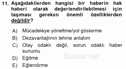 Medya Siyaset Kültür 2017 - 2018 3 Ders Sınavı 11.Soru