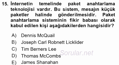 Medya Siyaset Kültür 2017 - 2018 3 Ders Sınavı 15.Soru