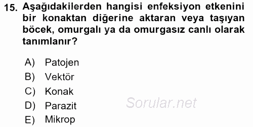 Besin Güvenliği ve Hijyen 2017 - 2018 Ara Sınavı 15.Soru