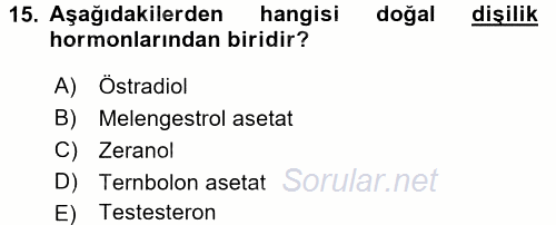 Gıda Güvenliğinin Temel Prensipleri 2016 - 2017 3 Ders Sınavı 15.Soru