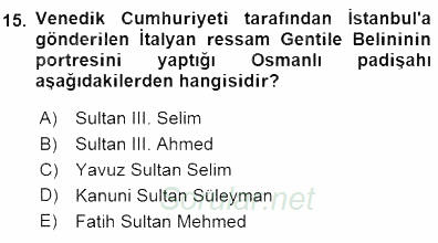 Akdeniz Uygarlıkları Sanatı 2015 - 2016 Dönem Sonu Sınavı 15.Soru