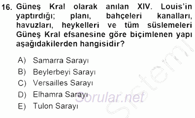 Akdeniz Uygarlıkları Sanatı 2015 - 2016 Dönem Sonu Sınavı 16.Soru