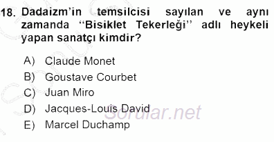 Akdeniz Uygarlıkları Sanatı 2015 - 2016 Dönem Sonu Sınavı 18.Soru