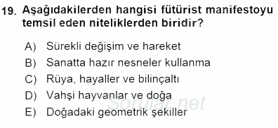 Akdeniz Uygarlıkları Sanatı 2015 - 2016 Dönem Sonu Sınavı 19.Soru