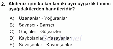 Akdeniz Uygarlıkları Sanatı 2015 - 2016 Dönem Sonu Sınavı 2.Soru