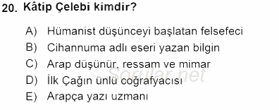 Akdeniz Uygarlıkları Sanatı 2015 - 2016 Dönem Sonu Sınavı 20.Soru