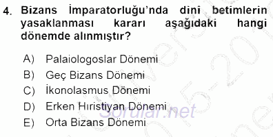 Akdeniz Uygarlıkları Sanatı 2015 - 2016 Dönem Sonu Sınavı 4.Soru