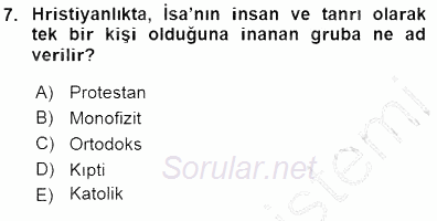 Akdeniz Uygarlıkları Sanatı 2015 - 2016 Dönem Sonu Sınavı 7.Soru