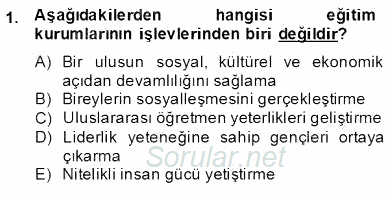 Öğretmenlikte Mesleki Gelişim 2013 - 2014 Ara Sınavı 1.Soru