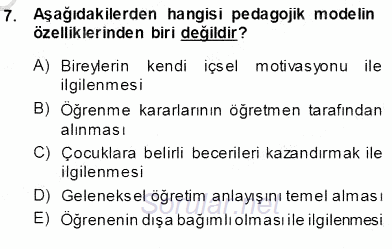 Öğretmenlikte Mesleki Gelişim 2013 - 2014 Ara Sınavı 7.Soru