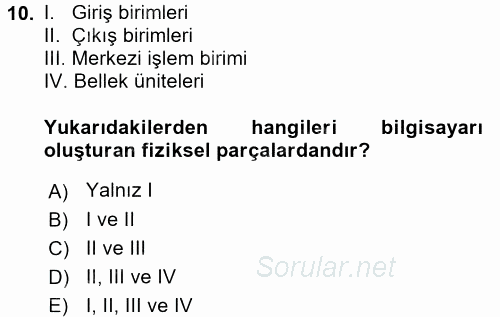 İşletmelerde Eğitim ve Geliştirme 2017 - 2018 3 Ders Sınavı 10.Soru