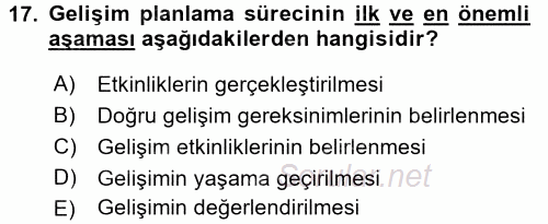 İşletmelerde Eğitim ve Geliştirme 2017 - 2018 3 Ders Sınavı 17.Soru