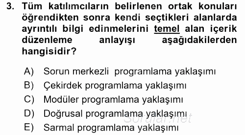 İşletmelerde Eğitim ve Geliştirme 2017 - 2018 3 Ders Sınavı 3.Soru
