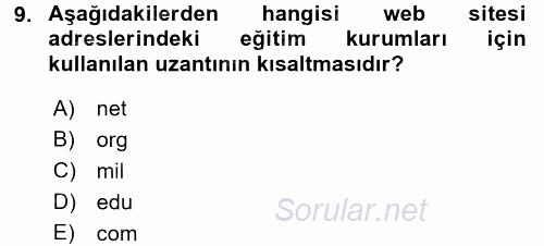 İşletmelerde Eğitim ve Geliştirme 2017 - 2018 3 Ders Sınavı 9.Soru
