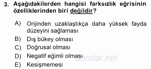 Çalışma Ekonomisi 2015 - 2016 Tek Ders Sınavı 3.Soru