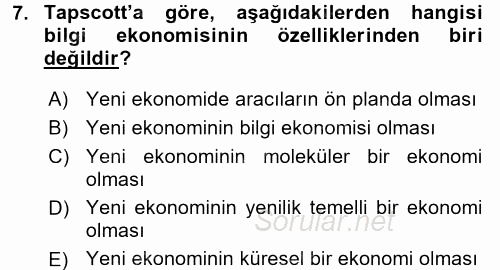 Çalışma Ekonomisi 2015 - 2016 Tek Ders Sınavı 7.Soru