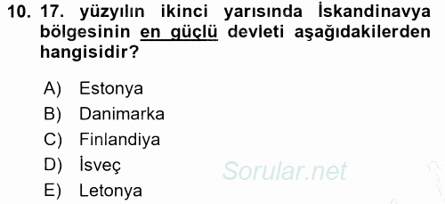 Orta Çağ-Yeni Çağ Avrupa Tarihi 2015 - 2016 Dönem Sonu Sınavı 10.Soru